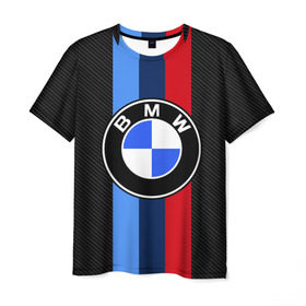 Мужская футболка 3D с принтом BMW Motorsport Carbon в Петрозаводске, 100% полиэфир | прямой крой, круглый вырез горловины, длина до линии бедер | bmw | bmw motorsport | bmw performance | carbon | m | motorsport | performance | sport | бмв | карбон | моторспорт | спорт