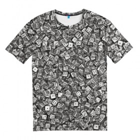 Мужская футболка 3D с принтом Игральные кубики в Петрозаводске, 100% полиэфир | прямой крой, круглый вырез горловины, длина до линии бедер | dice | азарт | игра | казино | кости | куб | кубик | настолки | настольные | паттерн | рандом | удача