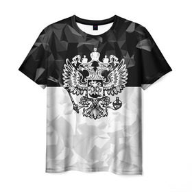 Мужская футболка 3D с принтом RUSSIA - Black Collection в Петрозаводске, 100% полиэфир | прямой крой, круглый вырез горловины, длина до линии бедер | russia | герб | двуглавый орел | патриот | россия