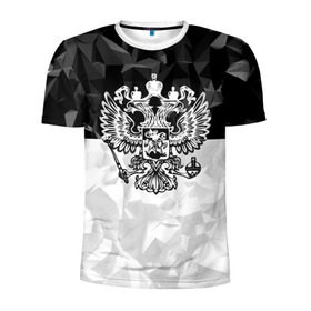 Мужская футболка 3D спортивная с принтом RUSSIA - Black Collection в Петрозаводске, 100% полиэстер с улучшенными характеристиками | приталенный силуэт, круглая горловина, широкие плечи, сужается к линии бедра | russia | герб | двуглавый орел | патриот | россия