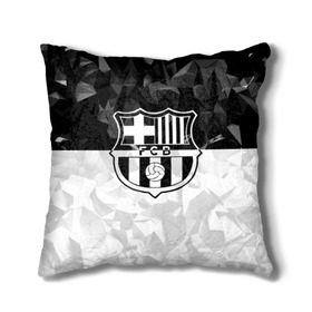 Подушка 3D с принтом FC Barca Black Collection в Петрозаводске, наволочка – 100% полиэстер, наполнитель – холлофайбер (легкий наполнитель, не вызывает аллергию). | состоит из подушки и наволочки. Наволочка на молнии, легко снимается для стирки | fc barcelona | fcb | барселона | спорт | спортивные | футбол | футбольный клуб