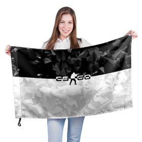 Флаг 3D с принтом CS GO Black Collection в Петрозаводске, 100% полиэстер | плотность ткани — 95 г/м2, размер — 67 х 109 см. Принт наносится с одной стороны | Тематика изображения на принте: counter strike | cs | cs go | global | go.offensive | шутер