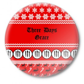 Значок с принтом Праздничный Three Days Grace в Петрозаводске,  металл | круглая форма, металлическая застежка в виде булавки | Тематика изображения на принте: 
