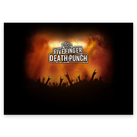 Поздравительная открытка с принтом Five Finger Death Punch в Петрозаводске, 100% бумага | плотность бумаги 280 г/м2, матовая, на обратной стороне линовка и место для марки
 | Тематика изображения на принте: band | five finger death punch | metal | music | rock | атрибутика | группа | метал | музыка | рок