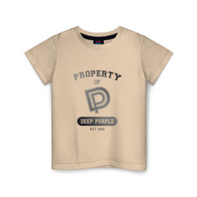 Детская футболка хлопок с принтом Property of Deep Purple в Петрозаводске, 100% хлопок | круглый вырез горловины, полуприлегающий силуэт, длина до линии бедер | Тематика изображения на принте: 