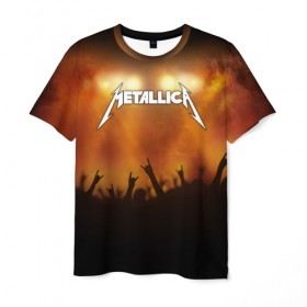 Мужская футболка 3D с принтом Metallica в Петрозаводске, 100% полиэфир | прямой крой, круглый вырез горловины, длина до линии бедер | band | metal | metallica | music | rock | атрибутика | метал | музыка | рок