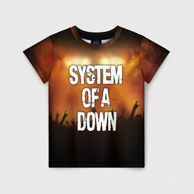 Детская футболка 3D с принтом System of a Down в Петрозаводске, 100% гипоаллергенный полиэфир | прямой крой, круглый вырез горловины, длина до линии бедер, чуть спущенное плечо, ткань немного тянется | 