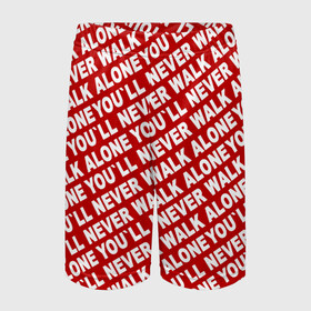 Детские спортивные шорты 3D с принтом YNWA красный в Петрозаводске,  100% полиэстер
 | пояс оформлен широкой мягкой резинкой, ткань тянется
 | liverpool | ynwa | yol ll never walk alone | апл | ливерпуль | футбол