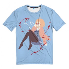 Мужская футболка 3D с принтом Kuriyama Mirai в Петрозаводске, 100% полиэфир | прямой крой, круглый вырез горловины, длина до линии бедер | kanata | kuriyama | kuriyama mirai | kyoukai | kyoukai no kanata | mirai | за гранью | курияма | мирай