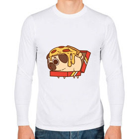 Мужской лонгслив хлопок с принтом мопс-пицца в Петрозаводске, 100% хлопок |  | Тематика изображения на принте: pug | мопс