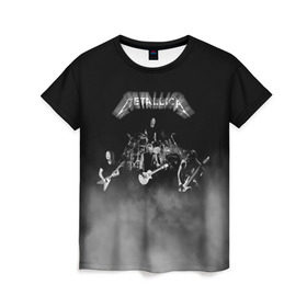 Женская футболка 3D с принтом Группа Metallica в Петрозаводске, 100% полиэфир ( синтетическое хлопкоподобное полотно) | прямой крой, круглый вырез горловины, длина до линии бедер | metallica | группа | джеймс хэтфилд | кирк хэмметт | ларс ульрих | метал | металика | металлика | миталика | музыка | роберт трухильо | рок | трэш | трэшметал | хард | хардрок | хеви | хевиметал