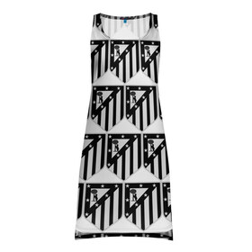 Платье-майка 3D с принтом Atletico Madrid Black&White в Петрозаводске, 100% полиэстер | полуприлегающий силуэт, широкие бретели, круглый вырез горловины, удлиненный подол сзади. | атлетико мадрид | эмблема