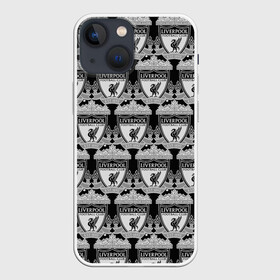 Чехол для iPhone 13 mini с принтом Liverpool BlackWhite в Петрозаводске,  |  | england | football | liverpool fc | logo | sport | англия | арт | ливерпуль | лига | лого | спорт | текстура | фк | футбол | футбольный клуб | эмблема