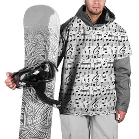 Накидка на куртку 3D с принтом Нотный стан в Петрозаводске, 100% полиэстер |  | бемоль | диез | до | ля | ми | ноты | октава | паттерн | ре | си | скрипичный ключ | соль | фа