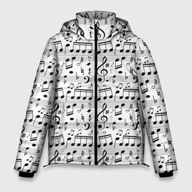 Мужская зимняя куртка 3D с принтом Нотный стан в Петрозаводске, верх — 100% полиэстер; подкладка — 100% полиэстер; утеплитель — 100% полиэстер | длина ниже бедра, свободный силуэт Оверсайз. Есть воротник-стойка, отстегивающийся капюшон и ветрозащитная планка. 

Боковые карманы с листочкой на кнопках и внутренний карман на молнии. | бемоль | диез | до | ля | ми | ноты | октава | паттерн | ре | си | скрипичный ключ | соль | фа