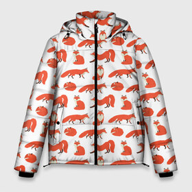 Мужская зимняя куртка 3D с принтом Рыжий паттер в Петрозаводске, верх — 100% полиэстер; подкладка — 100% полиэстер; утеплитель — 100% полиэстер | длина ниже бедра, свободный силуэт Оверсайз. Есть воротник-стойка, отстегивающийся капюшон и ветрозащитная планка. 

Боковые карманы с листочкой на кнопках и внутренний карман на молнии. | Тематика изображения на принте: лис | лиса | лисица | лисичка | лисы | паттерн | рыжая