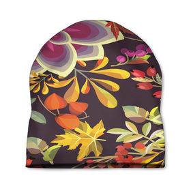 Шапка 3D с принтом Осенние мотивы в Петрозаводске, 100% полиэстер | универсальный размер, печать по всей поверхности изделия | fashion | flower | акварельные цветы | краски | осень | природа | рисованные цветы | розы | цветы
