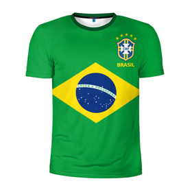 Мужская футболка 3D спортивная с принтом Бразилия, форма в Петрозаводске, 100% полиэстер с улучшенными характеристиками | приталенный силуэт, круглая горловина, широкие плечи, сужается к линии бедра | Тематика изображения на принте: brazil | uniform