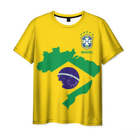 Мужская футболка 3D с принтом Бразилия, форма в Петрозаводске, 100% полиэфир | прямой крой, круглый вырез горловины, длина до линии бедер | Тематика изображения на принте: brazil | uniform