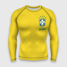 Мужской рашгард 3D с принтом Бразилия, форма в Петрозаводске,  |  | brazil | uniform | бразильская | конфедерация