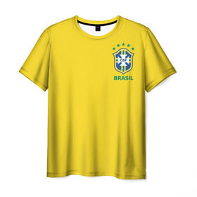 Мужская футболка 3D с принтом Бразилия, форма в Петрозаводске, 100% полиэфир | прямой крой, круглый вырез горловины, длина до линии бедер | brazil | uniform | бразильская | конфедерация