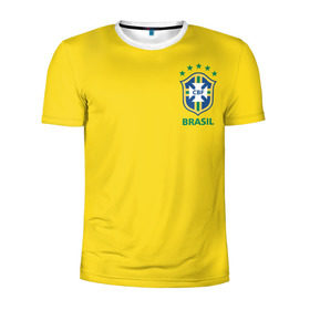 Мужская футболка 3D спортивная с принтом Бразилия, форма в Петрозаводске, 100% полиэстер с улучшенными характеристиками | приталенный силуэт, круглая горловина, широкие плечи, сужается к линии бедра | brazil | uniform | бразильская | конфедерация
