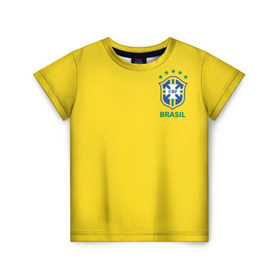 Детская футболка 3D с принтом Бразилия, форма в Петрозаводске, 100% гипоаллергенный полиэфир | прямой крой, круглый вырез горловины, длина до линии бедер, чуть спущенное плечо, ткань немного тянется | brazil | uniform | бразильская | конфедерация