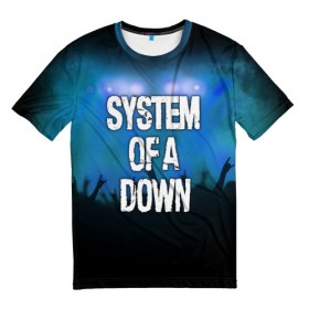Мужская футболка 3D с принтом System of a Down в Петрозаводске, 100% полиэфир | прямой крой, круглый вырез горловины, длина до линии бедер | Тематика изображения на принте: band | metal | music | rock | system of a down | атрибутика | группа | метал | музыка | рок