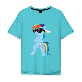 Мужская футболка хлопок Oversize с принтом Крутая пони в Петрозаводске, 100% хлопок | свободный крой, круглый ворот, “спинка” длиннее передней части | my little pony | swag | арт | игра | крутая | лошадь | май литл пони | мультфильм | прикольные