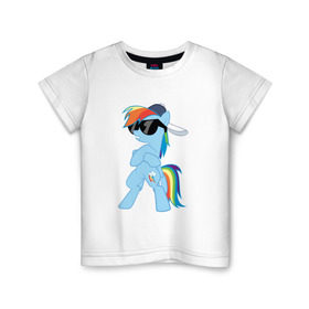Детская футболка хлопок с принтом Крутая пони в Петрозаводске, 100% хлопок | круглый вырез горловины, полуприлегающий силуэт, длина до линии бедер | Тематика изображения на принте: my little pony | swag | арт | игра | крутая | лошадь | май литл пони | мультфильм | прикольные