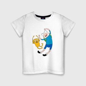 Детская футболка хлопок с принтом Adventure time в Петрозаводске, 100% хлопок | круглый вырез горловины, полуприлегающий силуэт, длина до линии бедер | Тематика изображения на принте: 