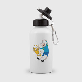 Бутылка спортивная с принтом Adventure time в Петрозаводске, металл | емкость — 500 мл, в комплекте две пластиковые крышки и карабин для крепления | Тематика изображения на принте: 