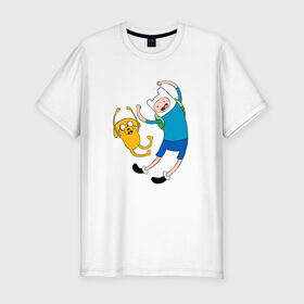 Мужская футболка премиум с принтом Adventure time в Петрозаводске, 92% хлопок, 8% лайкра | приталенный силуэт, круглый вырез ворота, длина до линии бедра, короткий рукав | 