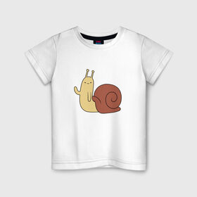 Детская футболка хлопок с принтом Улитка в Петрозаводске, 100% хлопок | круглый вырез горловины, полуприлегающий силуэт, длина до линии бедер | Тематика изображения на принте: 