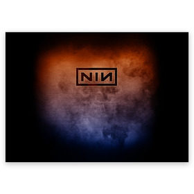 Поздравительная открытка с принтом Nine Inch Nails в Петрозаводске, 100% бумага | плотность бумаги 280 г/м2, матовая, на обратной стороне линовка и место для марки
 | band | metal | music | nine inch nails | rock | атрибутика | группа | метал | музыка | рок