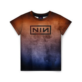 Детская футболка 3D с принтом Nine Inch Nails в Петрозаводске, 100% гипоаллергенный полиэфир | прямой крой, круглый вырез горловины, длина до линии бедер, чуть спущенное плечо, ткань немного тянется | band | metal | music | nine inch nails | rock | атрибутика | группа | метал | музыка | рок