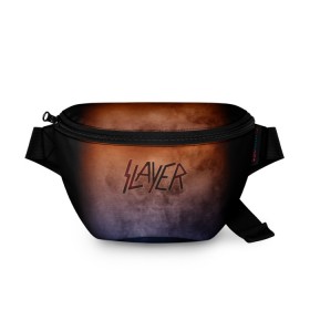 Поясная сумка 3D с принтом Slayer в Петрозаводске, 100% полиэстер | плотная ткань, ремень с регулируемой длиной, внутри несколько карманов для мелочей, основное отделение и карман с обратной стороны сумки застегиваются на молнию | band | metal | music | rock | slayer | атрибутика | группа | метал | музыка | рок