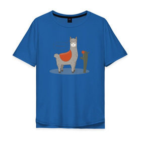 Мужская футболка хлопок Oversize с принтом alpaca-llama в Петрозаводске, 100% хлопок | свободный крой, круглый ворот, “спинка” длиннее передней части | alpaca | llama | альпака | кактус | лама