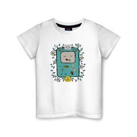 Детская футболка хлопок с принтом Бимо в Петрозаводске, 100% хлопок | круглый вырез горловины, полуприлегающий силуэт, длина до линии бедер | adventure time | время приключений