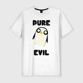 Мужская футболка премиум с принтом Пингвин в Петрозаводске, 92% хлопок, 8% лайкра | приталенный силуэт, круглый вырез ворота, длина до линии бедра, короткий рукав | adventure time | время приключений | гантер | пингвин