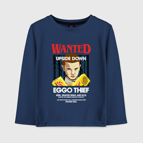 Детский лонгслив хлопок с принтом Wanted Eggo Thief 11 в Петрозаводске, 100% хлопок | круглый вырез горловины, полуприлегающий силуэт, длина до линии бедер | 11 | netflix | stranger | things | бобби | браун | милли | нетфликс | одиннадцать