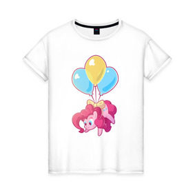 Женская футболка хлопок с принтом Chibi Pinkie Pie в Петрозаводске, 100% хлопок | прямой крой, круглый вырез горловины, длина до линии бедер, слегка спущенное плечо | cartoon | chibi | fim | mlp | mult | my little pony | pinkie | pinkie pie | pony | млп | пинки пай | пони