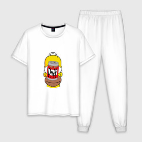 Мужская пижама хлопок с принтом Homer в Петрозаводске, 100% хлопок | брюки и футболка прямого кроя, без карманов, на брюках мягкая резинка на поясе и по низу штанин
 | Тематика изображения на принте: duff beer | simpsons | гомер