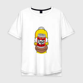 Мужская футболка хлопок Oversize с принтом Homer в Петрозаводске, 100% хлопок | свободный крой, круглый ворот, “спинка” длиннее передней части | duff beer | simpsons | гомер