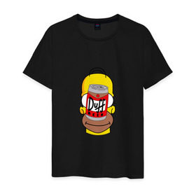 Мужская футболка хлопок с принтом Homer в Петрозаводске, 100% хлопок | прямой крой, круглый вырез горловины, длина до линии бедер, слегка спущенное плечо. | Тематика изображения на принте: duff beer | simpsons | гомер