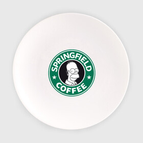Тарелка с принтом Springfield Coffee в Петрозаводске, фарфор | диаметр - 210 мм
диаметр для нанесения принта - 120 мм | homer | simpsons | гомер | лого | спрингфилд | старбакс
