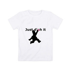Детская футболка хлопок с принтом Just Doh It в Петрозаводске, 100% хлопок | круглый вырез горловины, полуприлегающий силуэт, длина до линии бедер | doh | donut | homer | simpsons | гомер | пончик