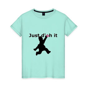 Женская футболка хлопок с принтом Just Doh It в Петрозаводске, 100% хлопок | прямой крой, круглый вырез горловины, длина до линии бедер, слегка спущенное плечо | doh | donut | homer | simpsons | гомер | пончик