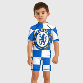 Детский купальный костюм 3D с принтом FC Chelsea в Петрозаводске, Полиэстер 85%, Спандекс 15% | застежка на молнии на спине | chelsea | england | football | logo | london | sport | англия | лига | лого | спорт | фк | футбол | футбольный клуб | челси | эмблема