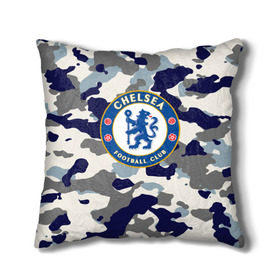 Подушка 3D с принтом FC Chelsea Camouflage в Петрозаводске, наволочка – 100% полиэстер, наполнитель – холлофайбер (легкий наполнитель, не вызывает аллергию). | состоит из подушки и наволочки. Наволочка на молнии, легко снимается для стирки | 